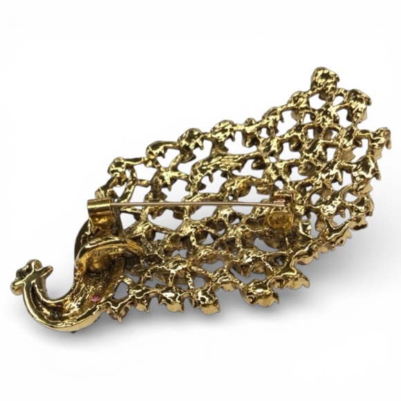 Regal Peacock Brooch & Pendant – Gold‑Tone with Multicolor Rhinestones – NWT - Picture 9 of 11